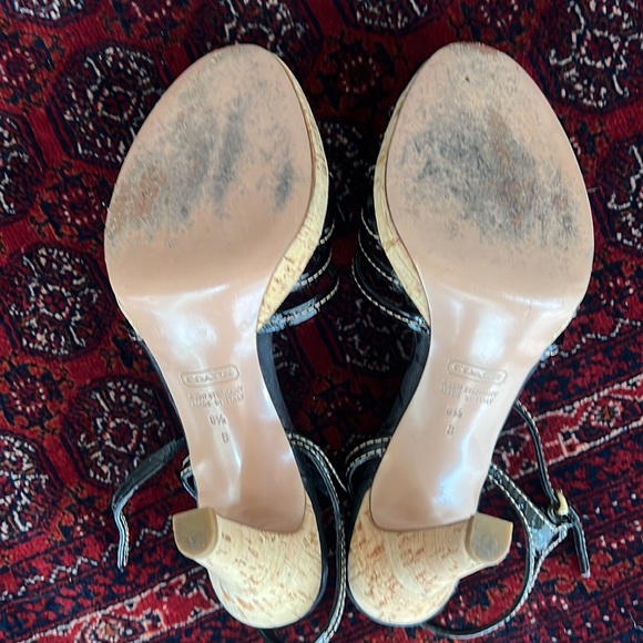 Strappy Coach patent leather cork heels 8 1/2 B Made in Italy - Picture 6 of 7